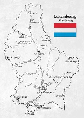 Handdrawn Luxembourg Map