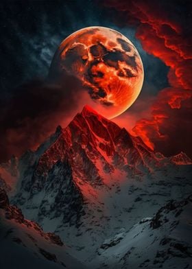 Scarlet Moon and Sky