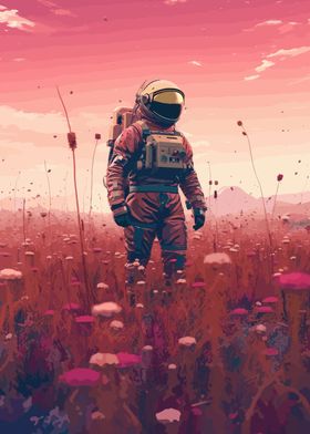 Astronaut Floral Painting