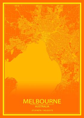 Melbourne Orange City Map