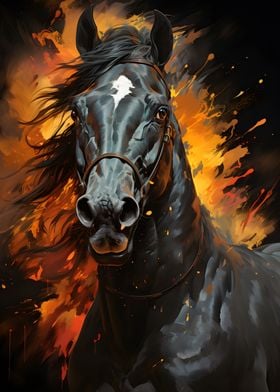 Black Horse Painting