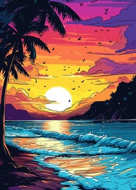 Beach Sunset Landscape 