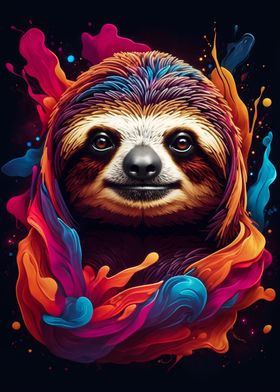 Sloth Colorful Paint