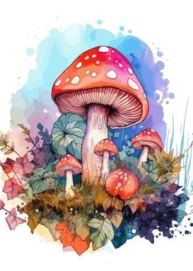 Watercolor Mushroom