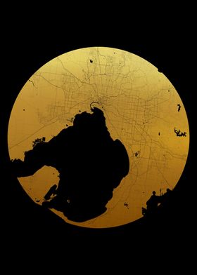 Melbourne Gold Black Map