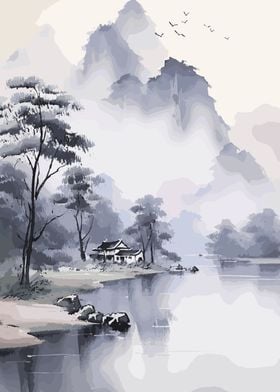 Japan Ink Wash Painting