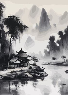 Japan Ink Wash Painting