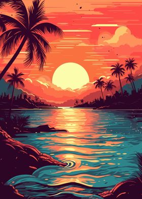 Beach Sunset Landscape 