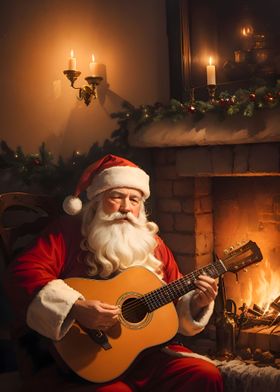 Vintage Santa Guitar