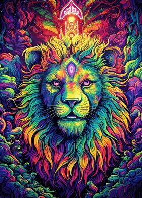 Psychedelic Trippy Lion