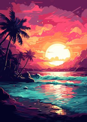 Beach Sunset Landscape 