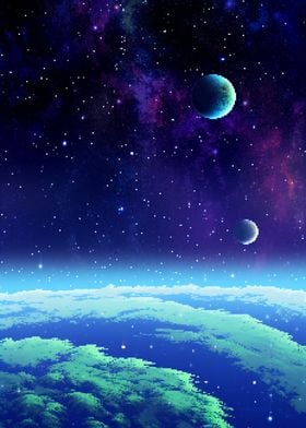 Peaceful Space Pixel Art