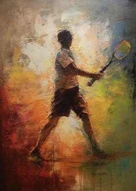 Tennis Player Oil Painting