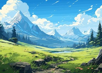 Anime Valley Landscape