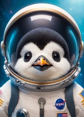 cute penguin on space
