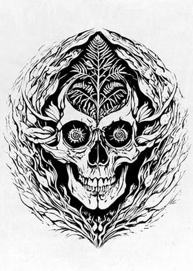 Psychedelic Ink Skull