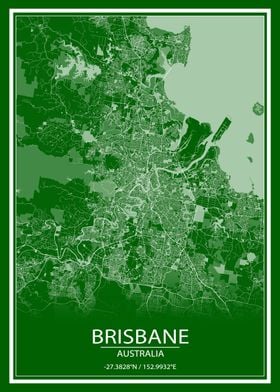 Brisbane Green White Map