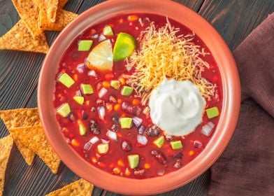 Bowl of taco soup