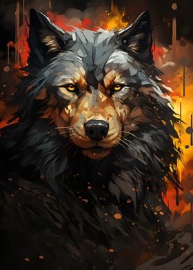 Grey Wolf Painting