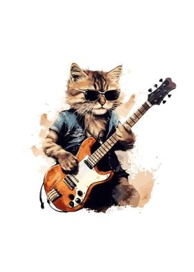 cat playing guitar