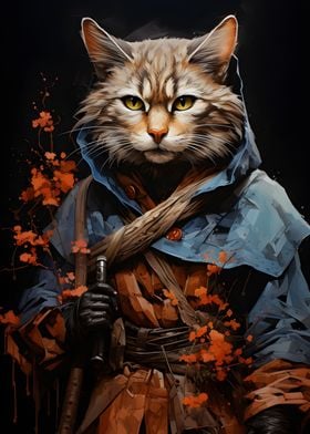 Cat Japanese Warrior