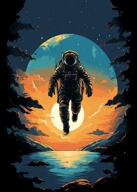 Astronaut Floating Earth