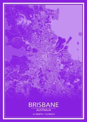 Brisbane Purple White Map