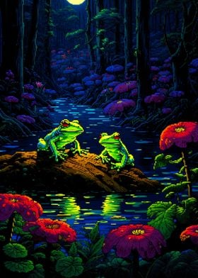 Magical Frogs Pixel Art