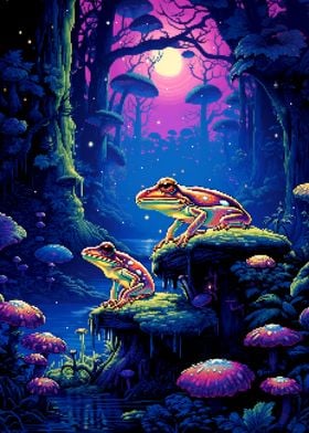 Psychodelic Frog Pixel Art