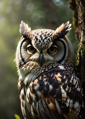 Owls in forest