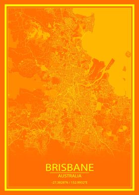 Brisbane Orange Yellow Map