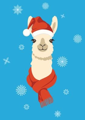 Cute llama in red hat