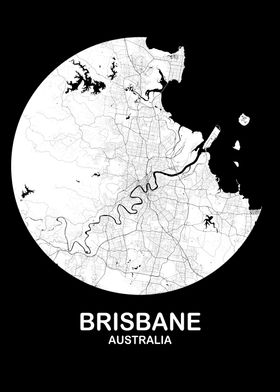 Brisbane White Circle Map