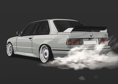 BMW E30 M3 Burnout Black