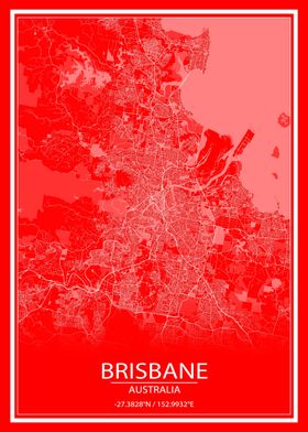 Brisbane Red and White Map