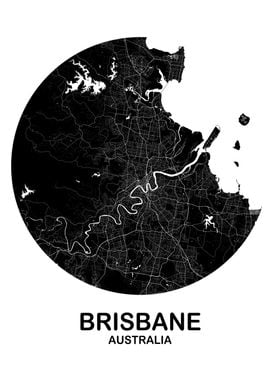 Brisbane Circle Black Map