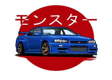 Nissan GTR R34 Japan Blue