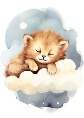 Baby lion sleep