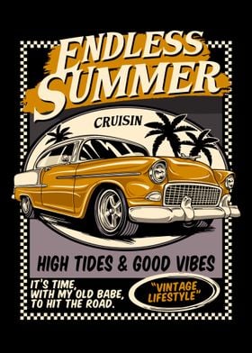 my summer car' Poster, picture, metal print, paint by Retro Nice