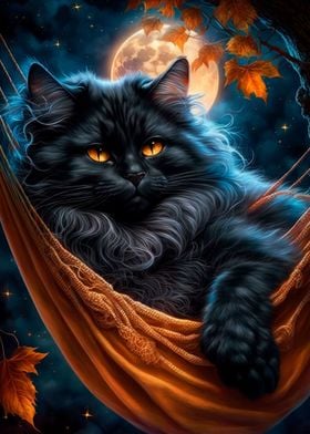 Black Cat under the Moon