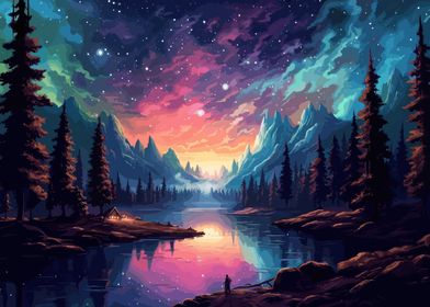 galaxy night forest