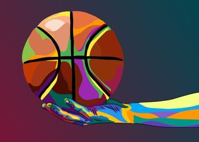 Basketball and hand popart