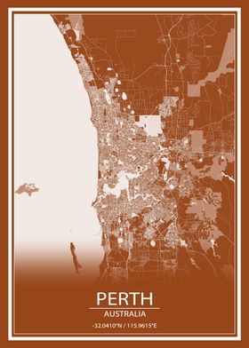 Perth Brown and White Map