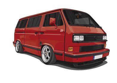 Red VW T3 Static Fuchs