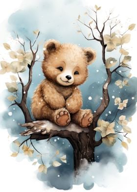 Baby bear on tree