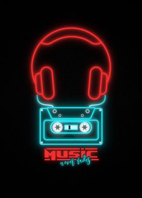 Music Never Fades Neon Art