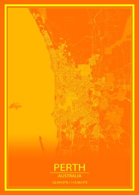 Perth Orange Yellow Map