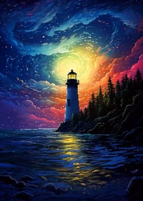 Peaceful Lighthouse Pixel