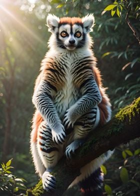 Lemur in forest