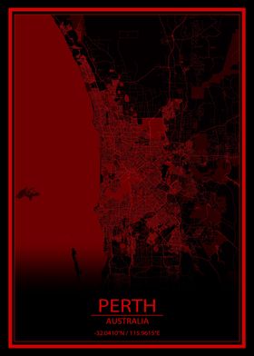 Perth Red and Black Map